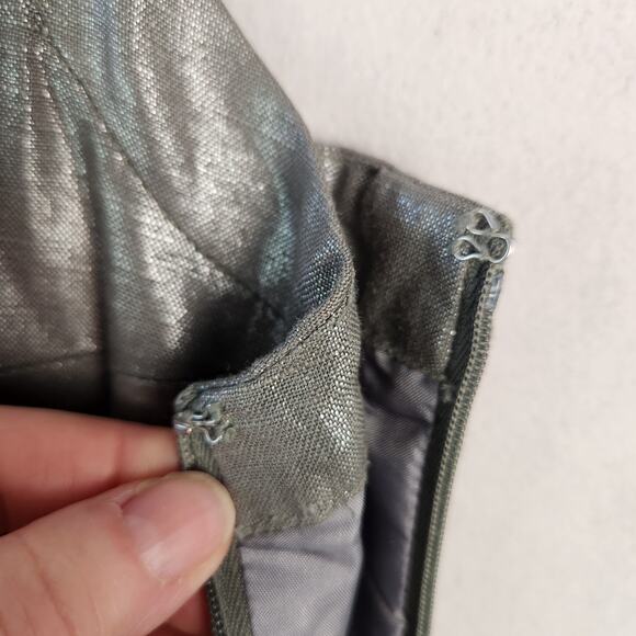 Cynthia Cynthia Steffe Silver 100% Linen Fit and Flare Cocktail Dress, Size 0 - Picture 9 of 16